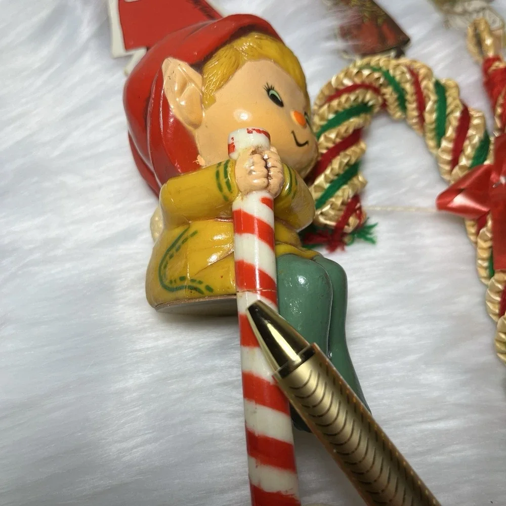 Vintage Christmas Ornaments Lot Hallmark Shelf Sitter Silvestri / Straw Folk Art